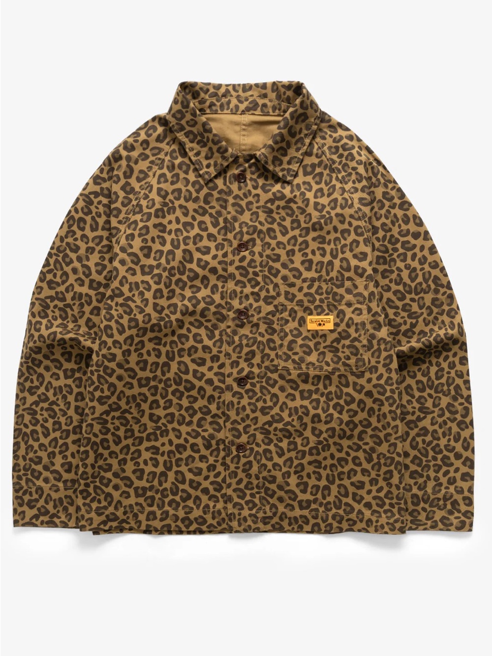 Men's Leopard Print Shirt Jacket in Brown